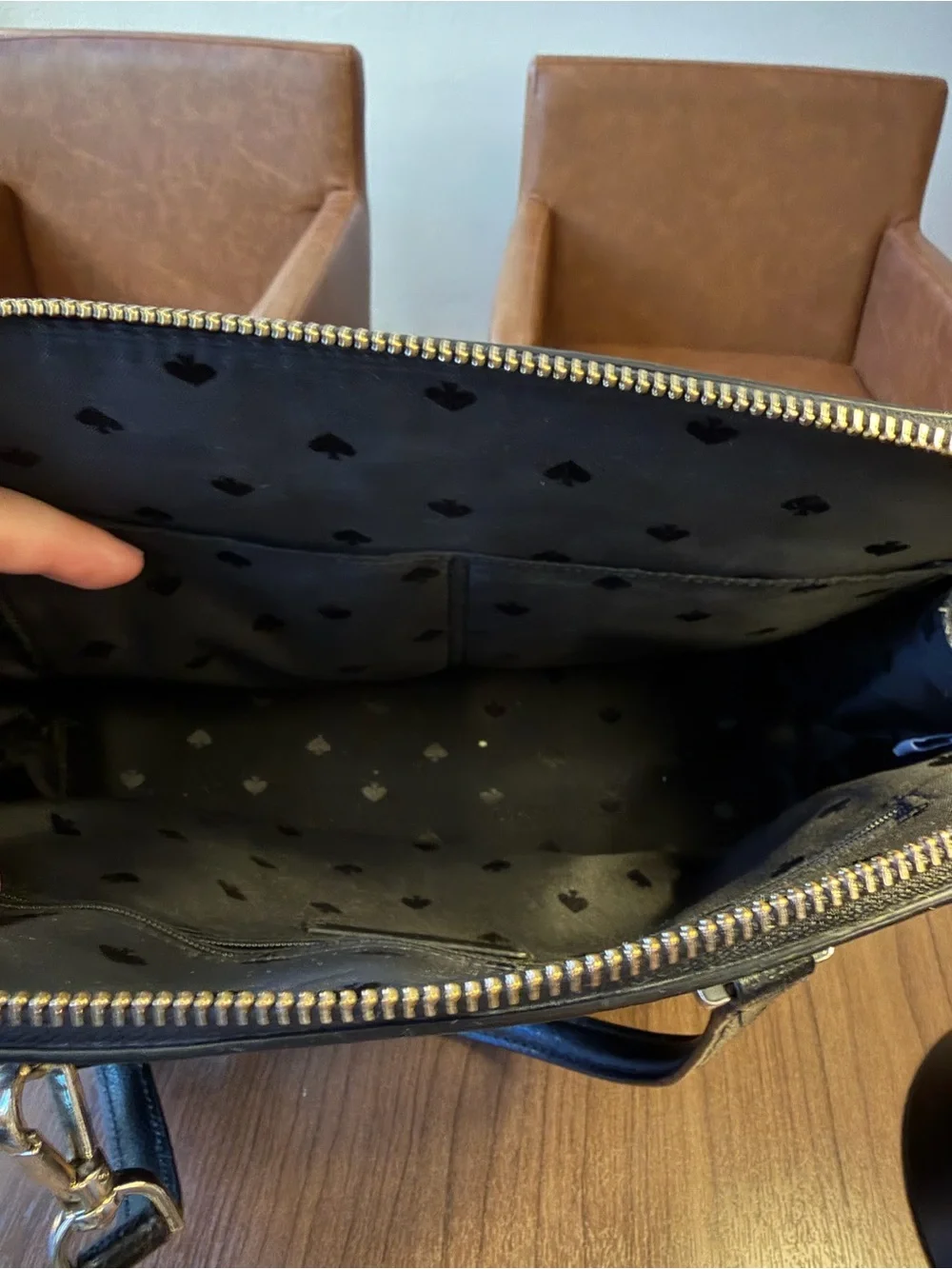 kate spade Black Leather Dome Satchel with Shoulder Strap